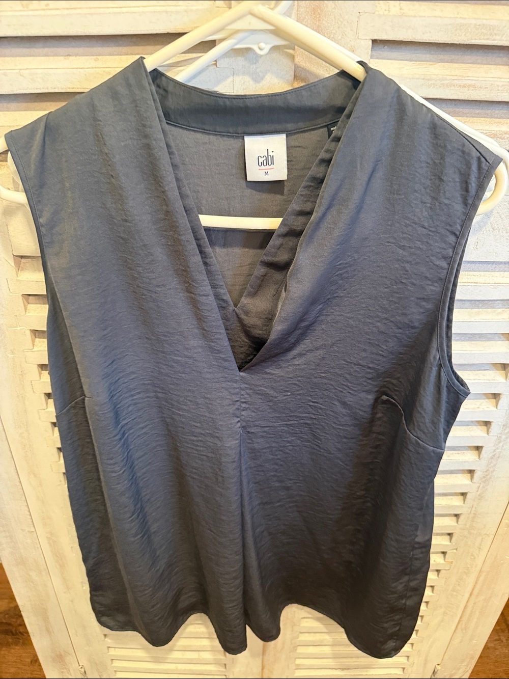 CAbi Sleeveless V-Neck Camisole in Charcoal Gray